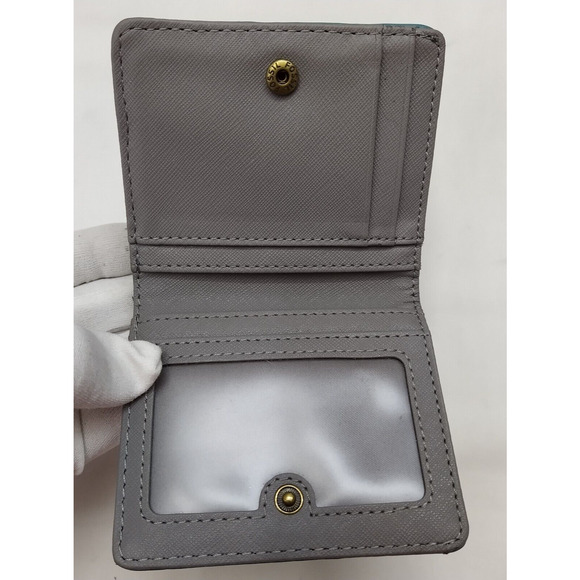 Fossil Blue Leather Credit Card ID Window Bifold Square Wallet - Picture 10 of 16